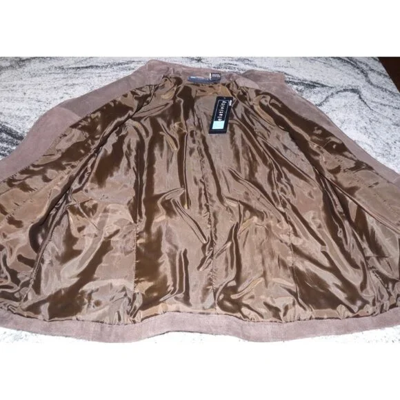 RELATIVITY brown suede leather lightweight jacket distressed look Womens PL, NEW - Picture 3 of 6